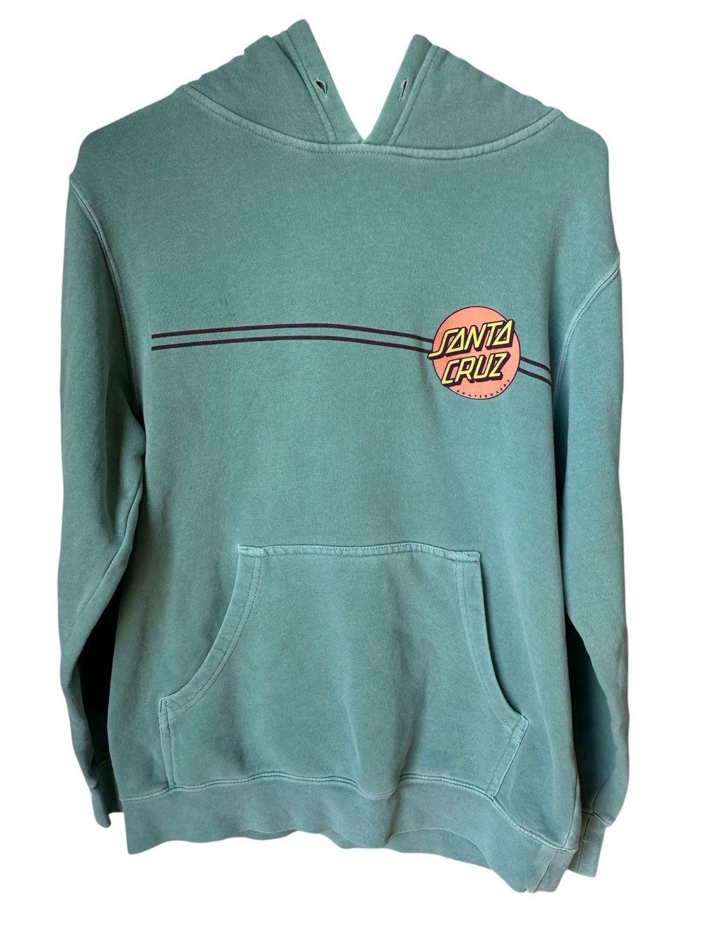 Vintage Santa Cruz Skateboards Teal Hoodie Sweatshirt Men’s S RARE